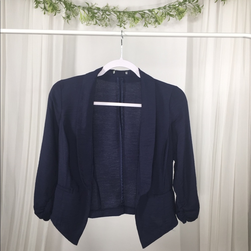 Navy Linen Blazer
